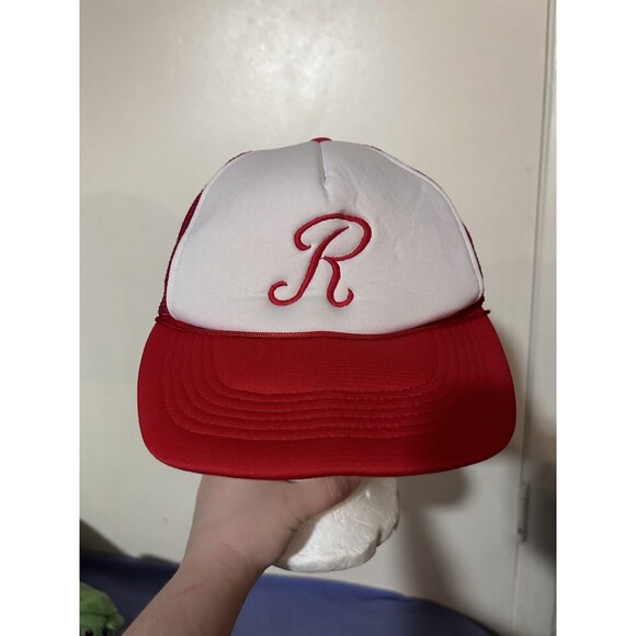 ‘R’ Trucker Red & White Rope Mesh Hat Adjustable - Picture 1 of 6